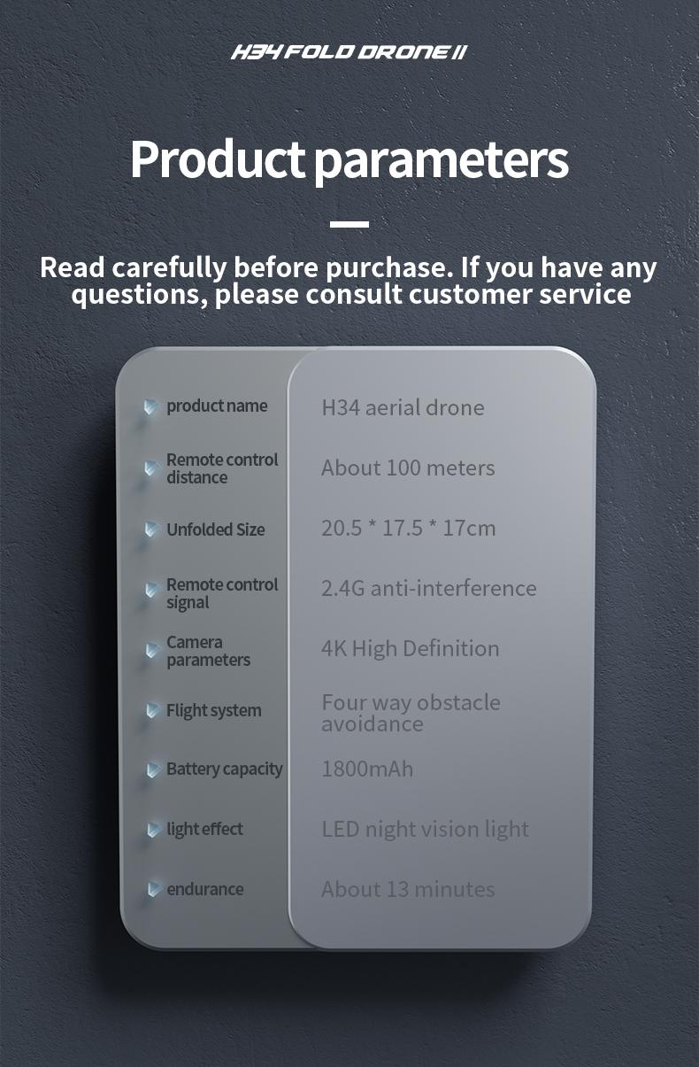 4K HD Camera Device for Adults Beginners, 4-Way 360° Obstacle Avoidance Brushless Motor, Electric Dual Lens, Foldable RC Flying Camera with 13 Mins Flight Time, Portable Aerial Photography Gear