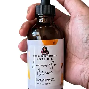 Handcrafted Body Oil Limoncello Creme Scent Hydrating Moisturizing Scented Hydrating Scented Moisture Aroma Sensitive Cosmetic