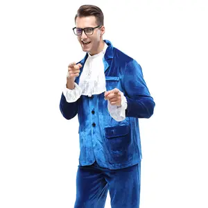 AYJKSEVEN Blue 60s Costume Groovy Costumes Swinge rFor Men 1960s Movie Halloween CostumesSpy Costume Adult Menswear Clothing