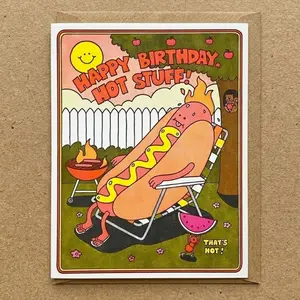 Hot Stuff Birthday Letterpress Card, Greeting Card with Envelope