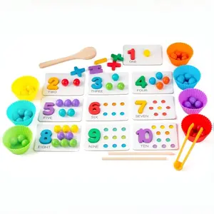 ine Motor Toys，Wooden Peg Board Bead Game for Toddlers - Rainbow Stacking, Color Sorting & Counting Toys | Fine Motor Skills Development | Math Learning Games for 3 4 5 Years Old