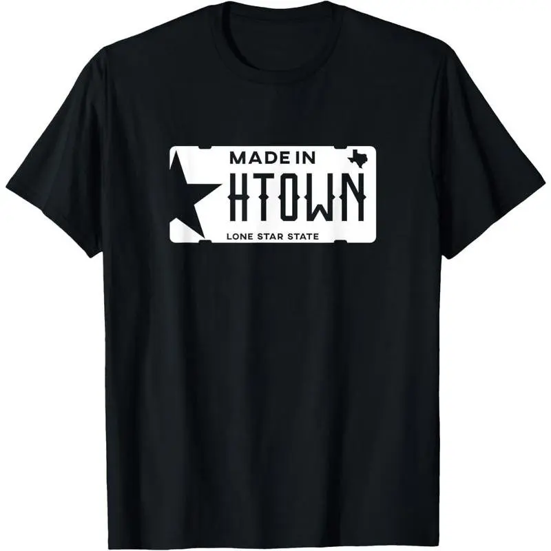 Men's Graphic T-Shirt, 100% Cotton Made in H-Town Houston Texas Print, Lightweight Streetwear Short Sleeve Top