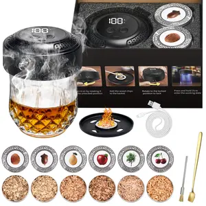 Electric Cocktail Smoker Kit, Rechargeable Whiskey Smoker with 6 Premium Wood Chips & Built-in Lighter, Flameless for Bourbon, Old Fashioned Drinks Smoker