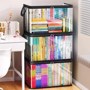 Transparent Plastic Storage Box Set (1 Piece), Large Capacity Book and Clothing Organizer, Space Saving Home and Office Design