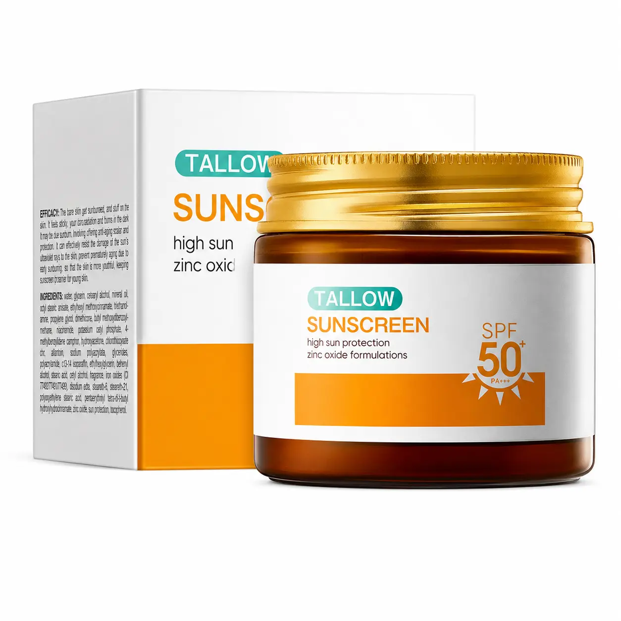 Tallow Sunscreen SPF 50+ PA+++ Moisturizing Face & Body Sun Care Cream, Lightweight Daily Formula, 70g Facial Smooth Skin Repair