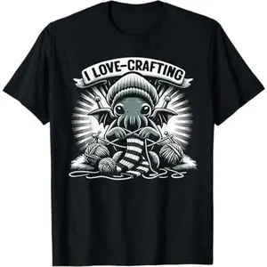 Knitting Cthulhu I Love Crafting, Cute Cosmic Horror Cthulhu T-Shirt