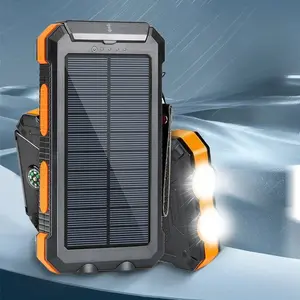 20000mAh Solar Power Bank Waterproof Portable Charger, Dual USB Fast Charging External Battery with Flashlight & Compass, for iPhone & Xiaomi#SolarPowerBank #CampingGear #OutdoorEssentials #PortableCharger #FastCharging #WaterproofPowerBank