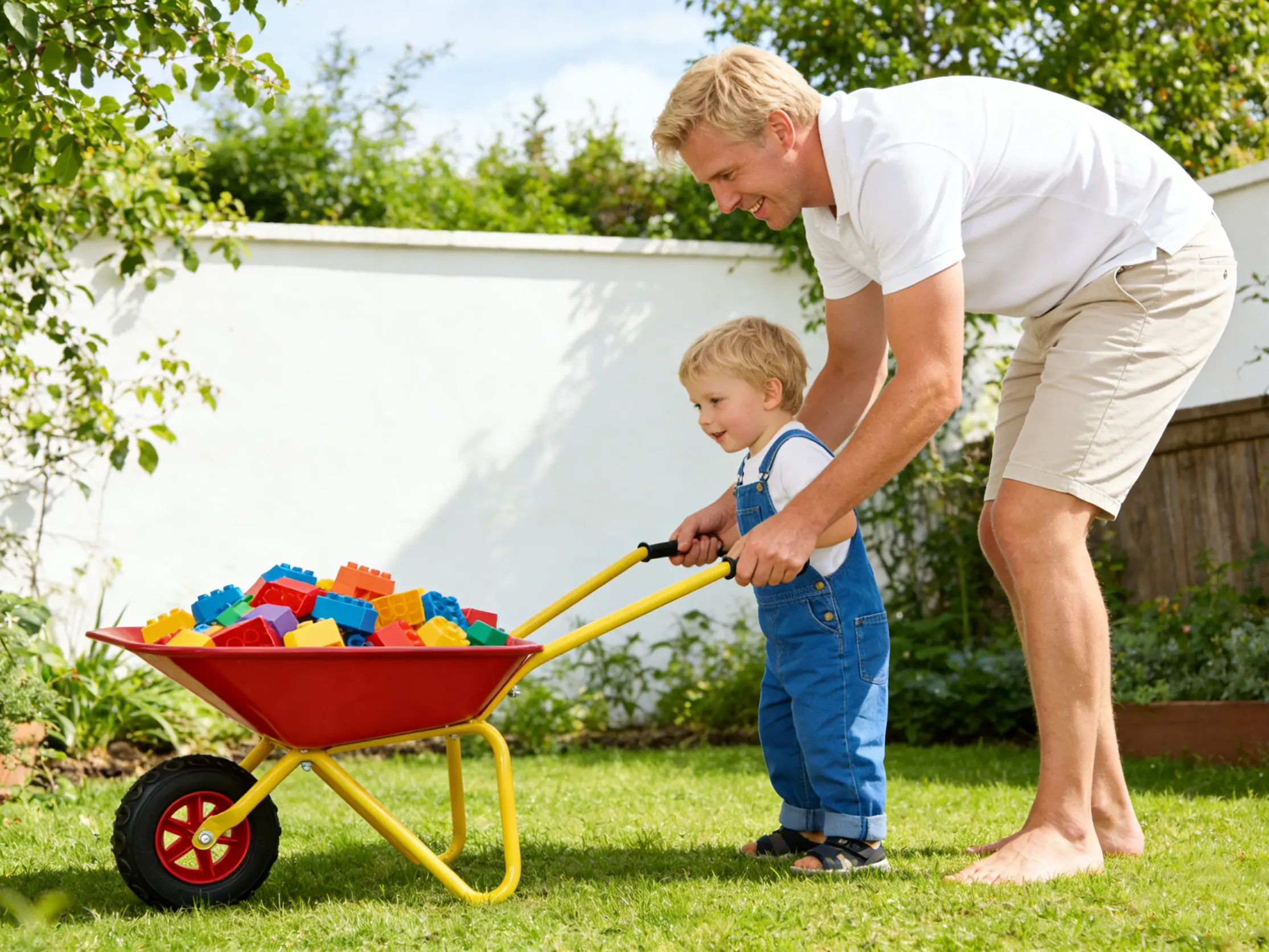 Children's metal wheelbarrow, Maximum load capacity: 33LBS,children's heavy wheelbarrow, metal structure wheelbarrow, steel tray, can be used in gardens, loading leaves, soil, sand, etc. (red)