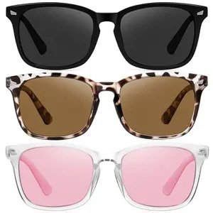 Women Men Sunglasses Vintage Retro Polarized HD Vision UV Protection Anti-Glare Classic Square Fashion Outdoor Driving Leopard Print Lightweight Durable Sunglasses Summer Trendy Eyewear