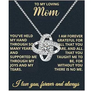 To My Loving Mom Necklace, Mothers Day Gifts For Mom From Son Daughter Mom Necklace For Women New Mom Gifts Birthday Christmas Gifts With Heartfelt Message & Lighted Box, Gifts for Mom Daughter Sister Aunt for Birthday Wedding Christmas Gifts From Husband