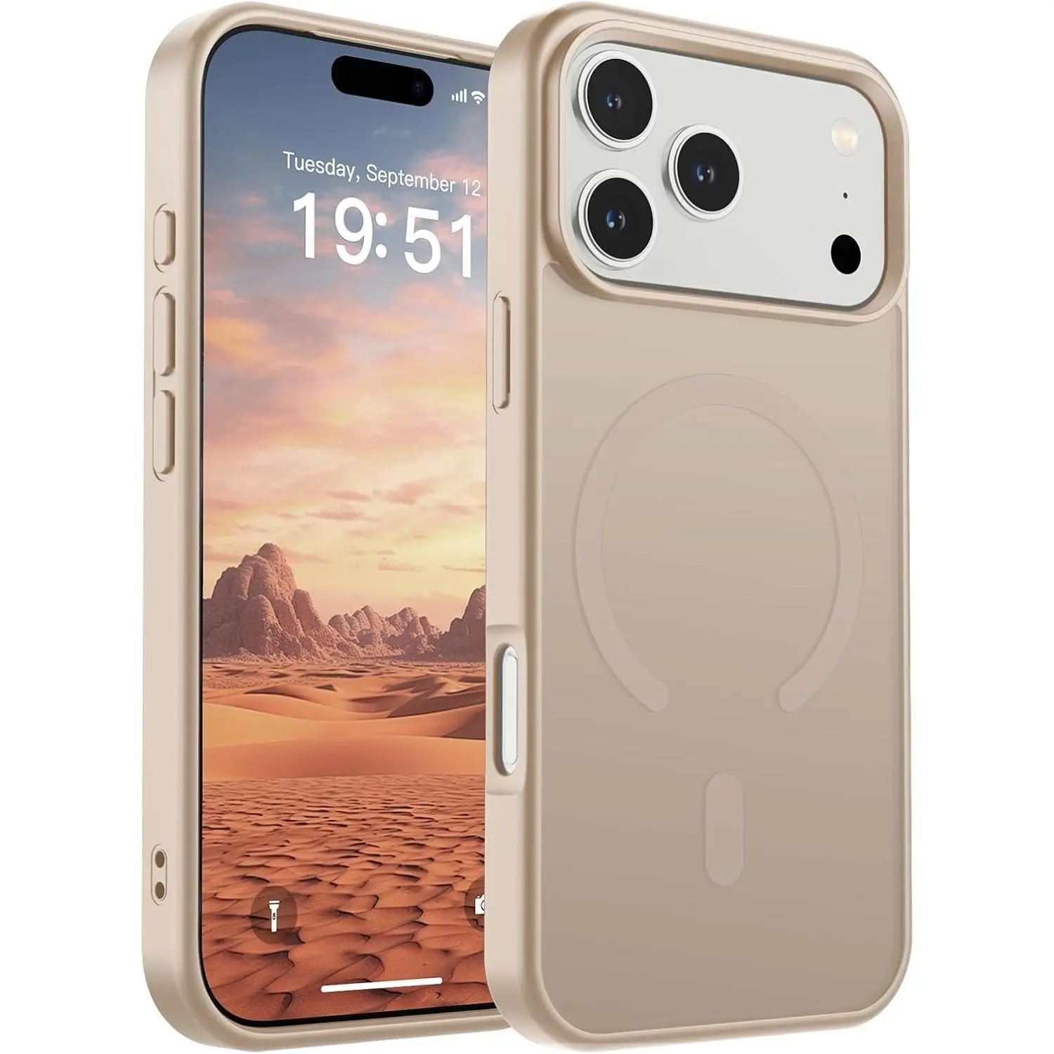 SUPFINE Magnetic for iPhone 17 Pro Max Case (Compatible with MagSafe)(Military Grade Drop Protection) Translucent Matte Shockproof with Anti-Fingerprint Phone Cover 2025, Desert Gold