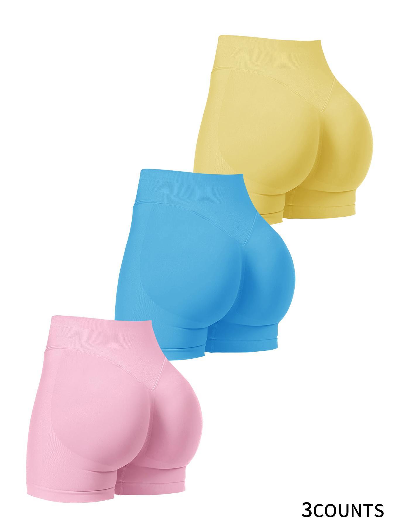 Women's Solid Color Seamless Sports Shorts, Breathable Comfortable Skinny Shorts for Yoga Gym Workout Running, Ladies Sportswear for All Seasons, Gym Clothing