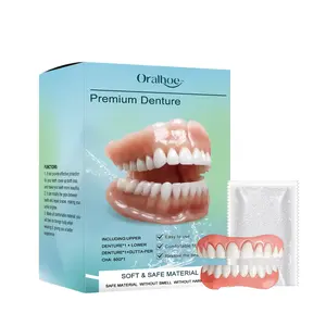 Oralhoe Premium Denture Set with Resin Gel for Immediate Smile Enhancement Comfortable Fit Teeth Whitener Pen & Brightener Strips