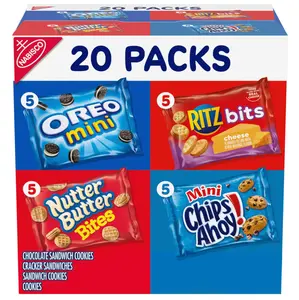 Nabisco Variety Pack OREO Mini CHIPS AHOY Mini Nutter Butter Bites RITZ Bits Cheese 20 1 oz Snack Packs Assorted Lunch Box Snacks