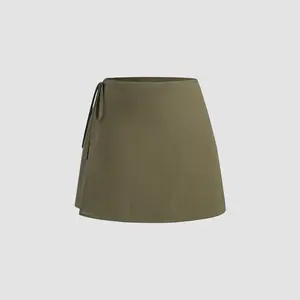 Cider [3 colors, size 0-26] Mid Rise Solid Knotted Mini Skirt