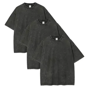 3-Pack Men's Plus Size Retro Heavyweight Fitness T-Shirts, Pure Cotton Sports Acid Washed Loose Fit T-Shirts