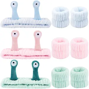 HBB6 Snail Spa Headband & Wristband Set - Skincare & Makeup Face Washing Headband - Cute Animal Spa Set for Women & Girls - Pink, Blue, Green