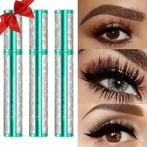 3pcs mascara, black, long-lasting, non-caking, anti-smudging, thick and curled effect, with olive brush head, creates full eyelashes. It's the perfect gift for her on Valentine's Day or Christmas