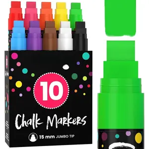 Window Markers - 15mm  - 3 in 1 Nib with 28g Ink - Pack of 10 Neon Chalk Pens - Loved by Teachers, , Artists, Businesses - Use  Chalkboard, Blackboard, Glass, Bistro,