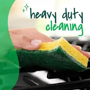 Scotch-Brite Heavy Duty Scrub Sponge, 6 Kitchen Sponges for Tough Messes - Lasts 3X Longer*, Perfect for Cast Iron Skillets & Outdoor Grills, Flexible & Durable Construction (Pack of 6)