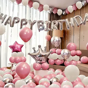 Colorful Birthday Party Decor Set (50 Pieces) – Balloon Arch Garland + Happy Birthday Backdrop Banner, Essential Supplies for Birthday Celebrations