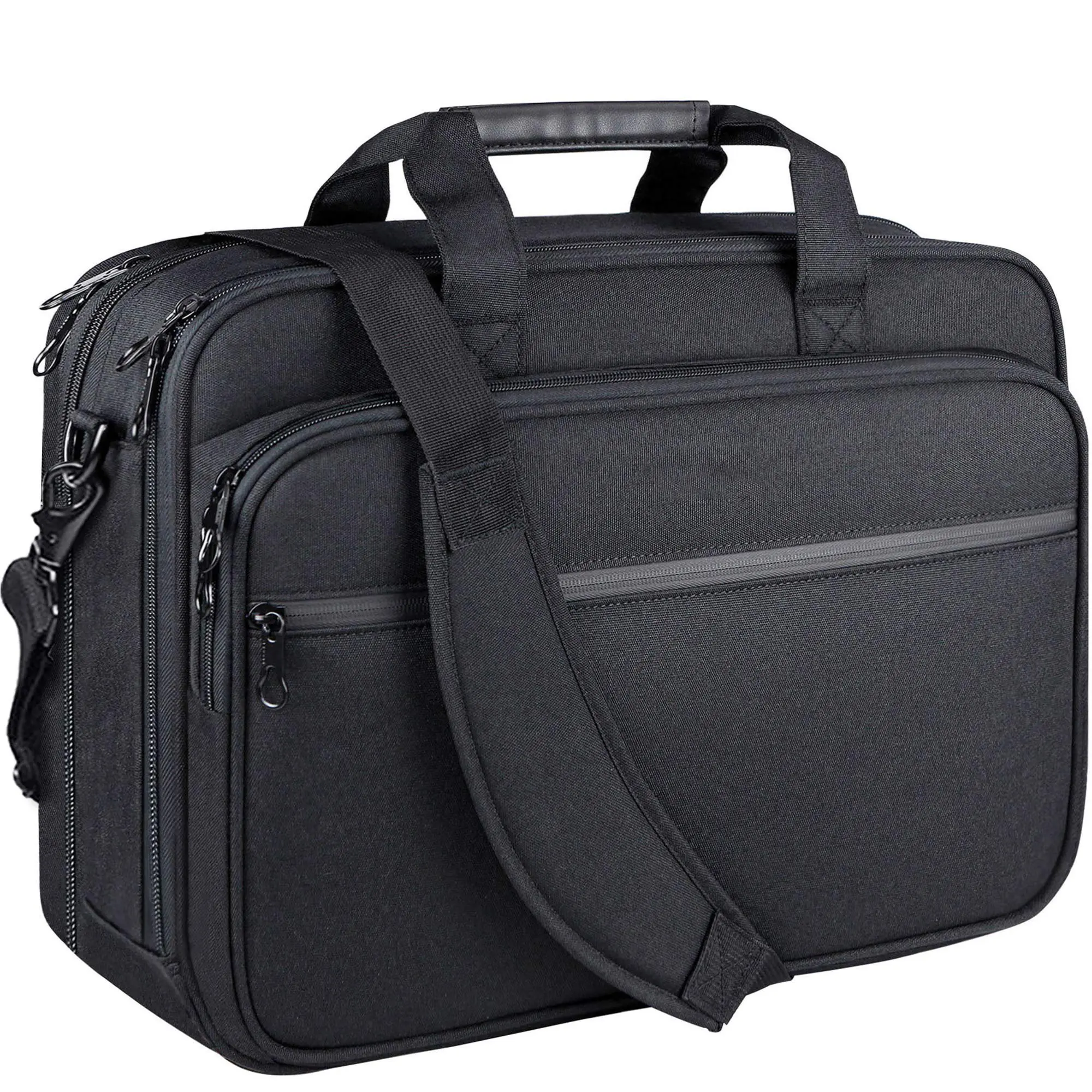 Laptop Bag Premium Laptop Briefcase Fits Up to 17.3 Inch Laptop Expandable Water-Repellent Shoulder Messenger Bag Computer Bag with RFID Pockets for Travel/Business/Men/Women-Black