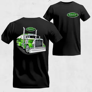 Peterbilt Big Rig T-Shirt – Custom Green Chrome Semi Truck Graphic Tee, Classic Trucker Style Shirt, 2-Sided Peterbilt Logo Apparel, Gift for Diesel Lovers & Drivers