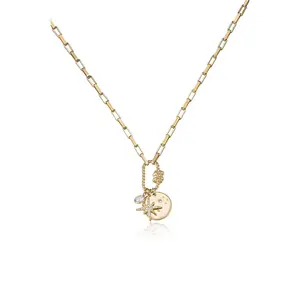 Ettika Charmed For Sure Necklace – 18kt Gold Plated Brass with CZ Crystals, 26-Inch Statement Jewelry for Women