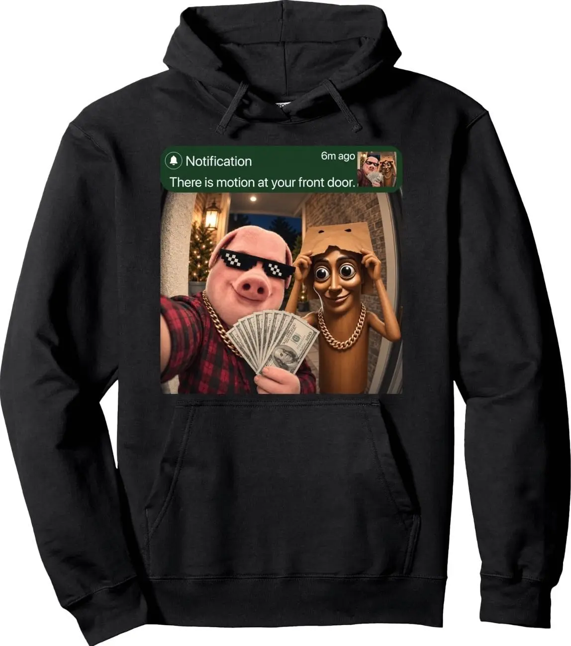 Motion at Your Front Door Tung Sahur John Pork Meme Funny Pullover Hoodie Youth Heavy Blend Pullover Hoodie