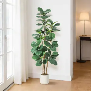 6ft Large Fiddle Leaf Fig Artificial Tree in White Planter - Tall Faux Indoor Plant