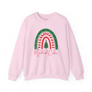 Medical Coder Holiday Christmas Tree Candy Cane Rainbow RF Sweatshirt Crewneck Fabric
