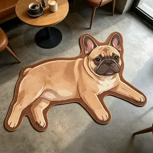 Unique Bulldog Pattern Rug, American Style Creative Design, Hand Wash Only, Ideal for Living Room, Bedroom, Study, Easy Clean, Versatile Indoor Use