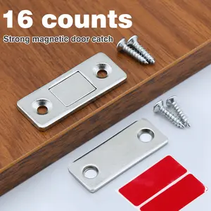16 Counts Cabinet Magnetic Catch without Punching, Strong Magnet Holds Door Shut Firmly