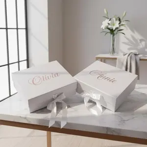 Custom Magnetic Gift Box Personalized Name | Wedding Favor Box Bridesmaid Proposal | Luxury Gift Packaging Vinyl Lettering | Party Favor