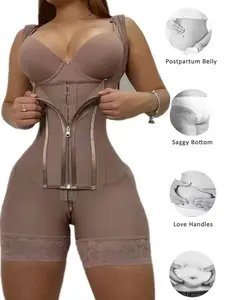 Women's High Waist Slimming Body Shaper, Underwear, Zipper Design Butt Lifting & Chest Support, Tight-Fitting Corset Style Compression Garment, High Compression Shapewear