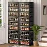 9 tier Ultimate Foldable Shoe Organizer – Fits 18 Pairs Space-Saving Stackable Cabinet Rack Clear Door Plastics Stackable