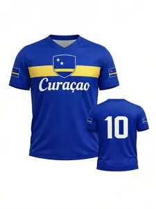 Curacao Soccer Jersey Custom Name Number Shirt, Blue Island Football Fan Tee, Personalized National Team Supporter Unisex Top, Sports Top