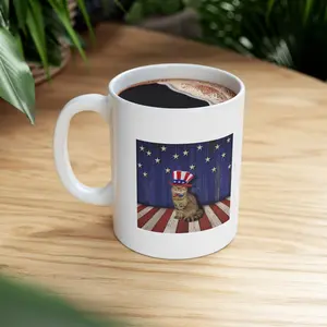 Patriotic Cat Mug American Flag Coffee Cup for Men Women | USA Stars and Stripes Cat Lover Ceramic Mug | 4th of July Independence Day Gift | Funny Cute Cat Mug Coffee Tea Cup | Veteran Military Family Gift | Viral TikTok Patriotic Cat Mug Gift