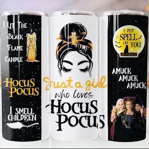 Hocus Pocus 20 oz Tumbler - BPA Free, stainless steel, Leak proof, durable, with clear lid