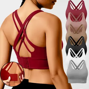 Sports bras for women Yoga Fitness Cycling Daily High Support Cross Breathable bralette BaseTry Brand Adjustable Hook and Eye Push Up Bra, Workout Wear, Soft and Breathable Removable Pressed Cup Bra for Women, Workout Wear, Sportswear3 counts