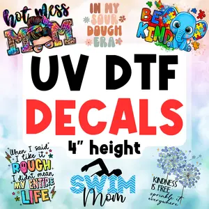 UV DTF DECALS, 4" height, Cup Decals, Cup Stickers, Cup Decor