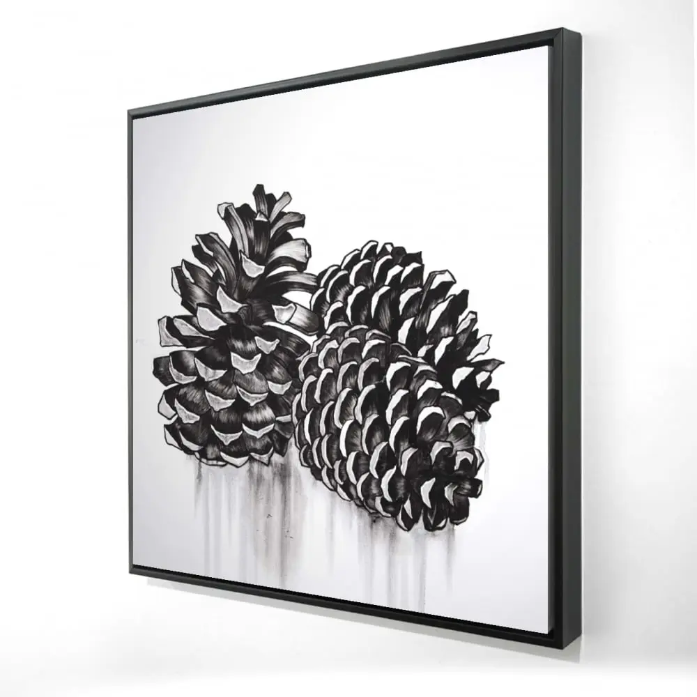 Begin Home Decor 2081-2424-MI100 24 x 24 in. Three Small Pine Cones Framed Canvas - Still Life Bedroom Decor