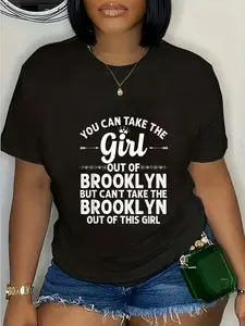 100% Cotton Unisex Girl Out Of BROOKLYN NY NEW YORK Gift Funny Home Roots USA T-Shirt Graphic Printed Casual Round Neck T shirt