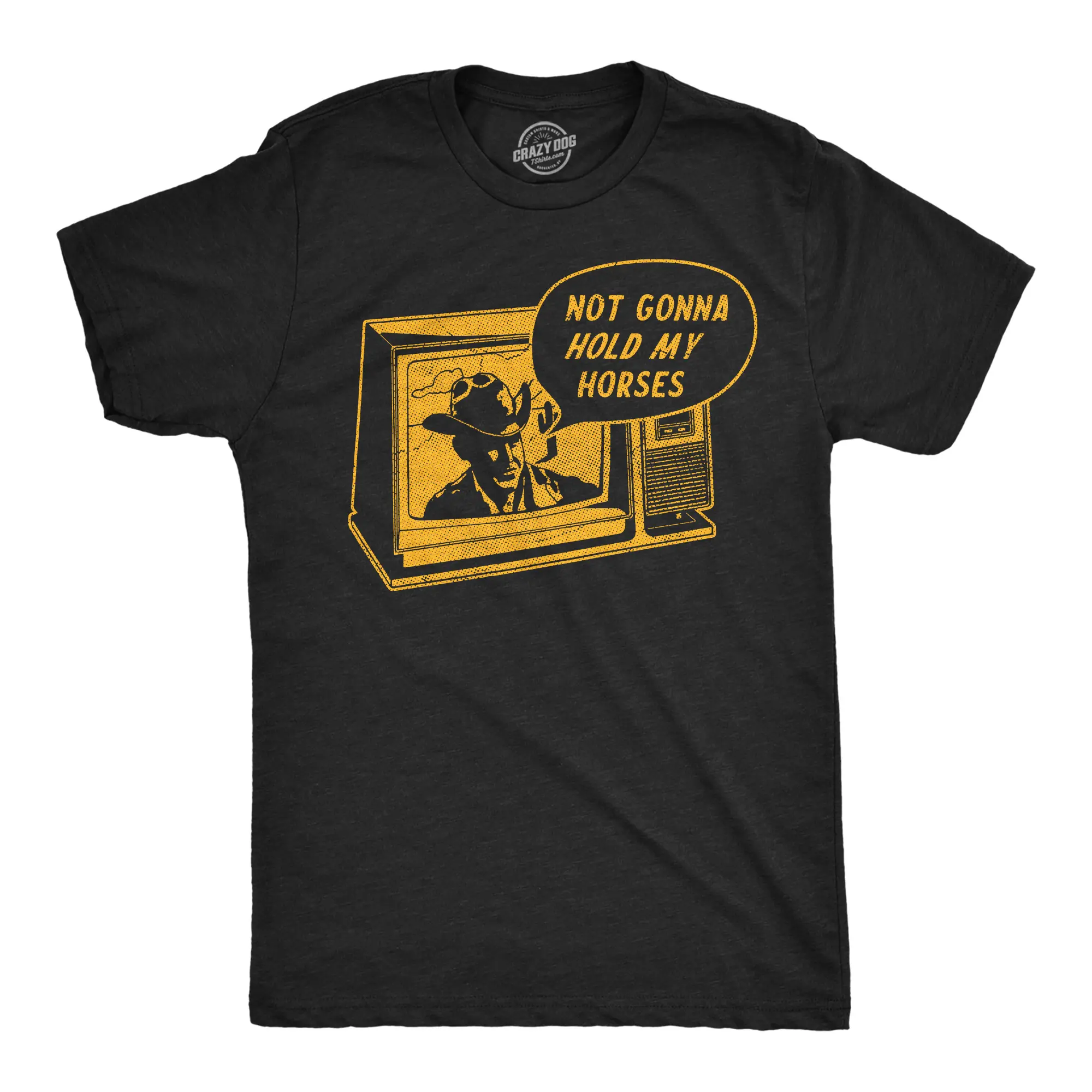 Mens Funny T Shirts Not Gonna Hold My Horses Sarcastic Western Graphic Novelty Tee for Men Mens Funny T Shirts Cool Vintage Fashion T-Shirt Gift Classic Menswear Funny Sarcastic Short Sleeve Novelty Tees for Black -