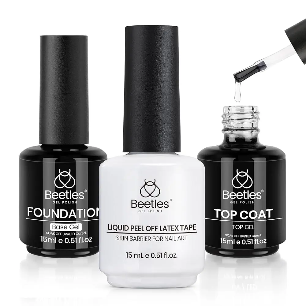 3Pcs 15ml Top Coat & Liquid Latex & Base Gel