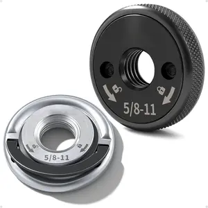5/8"-11 Angle  Flange Nuts 2-Pack, Tool-Free Quick Release Locking Kit.  D-Ring & Knurled Arbor Nut. Heavy Duty Self-Locking for 4-1/2" 5" 7" 9" Grinders