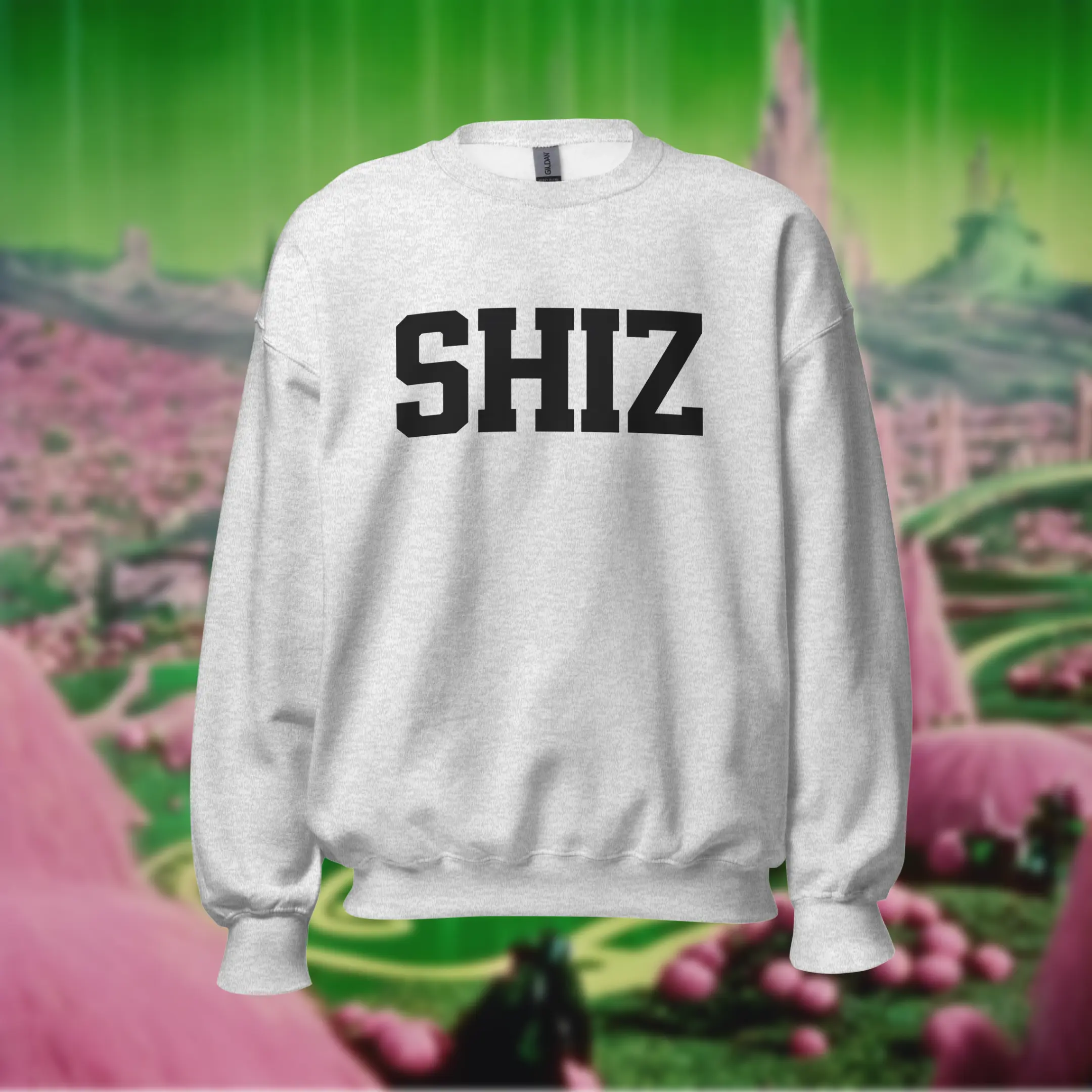 Wicked Shiz University Inspired Minimal Dupe Cotton Crew Sweatshirt Minimal Parody Witch Oversized Vintage Look Glinda Elphaba Simple Broadway Fandom