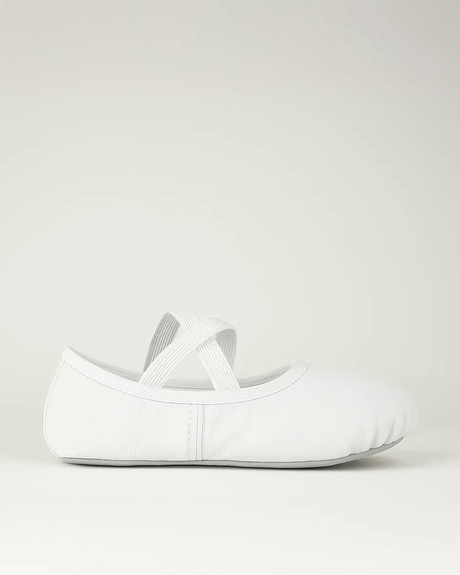 Kids Classic Cotton Canvas Ballerina Shoes - Split Sole, Breathable, No-Drawstring, Easy Wear Design Dance Footwear for Young Dancers' Studio Practice & Sports Use