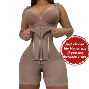Women's Colombian Shapewear, Fajas, Body Shaperwear With Adjustable Shoulder Sirap, High Elastic And Comiortable Fabric Shapewear Bodysuit, Waist Trainer, Anti-Slip Silicone Edge, Zipper Crotch Design, High Waisted Shapewear