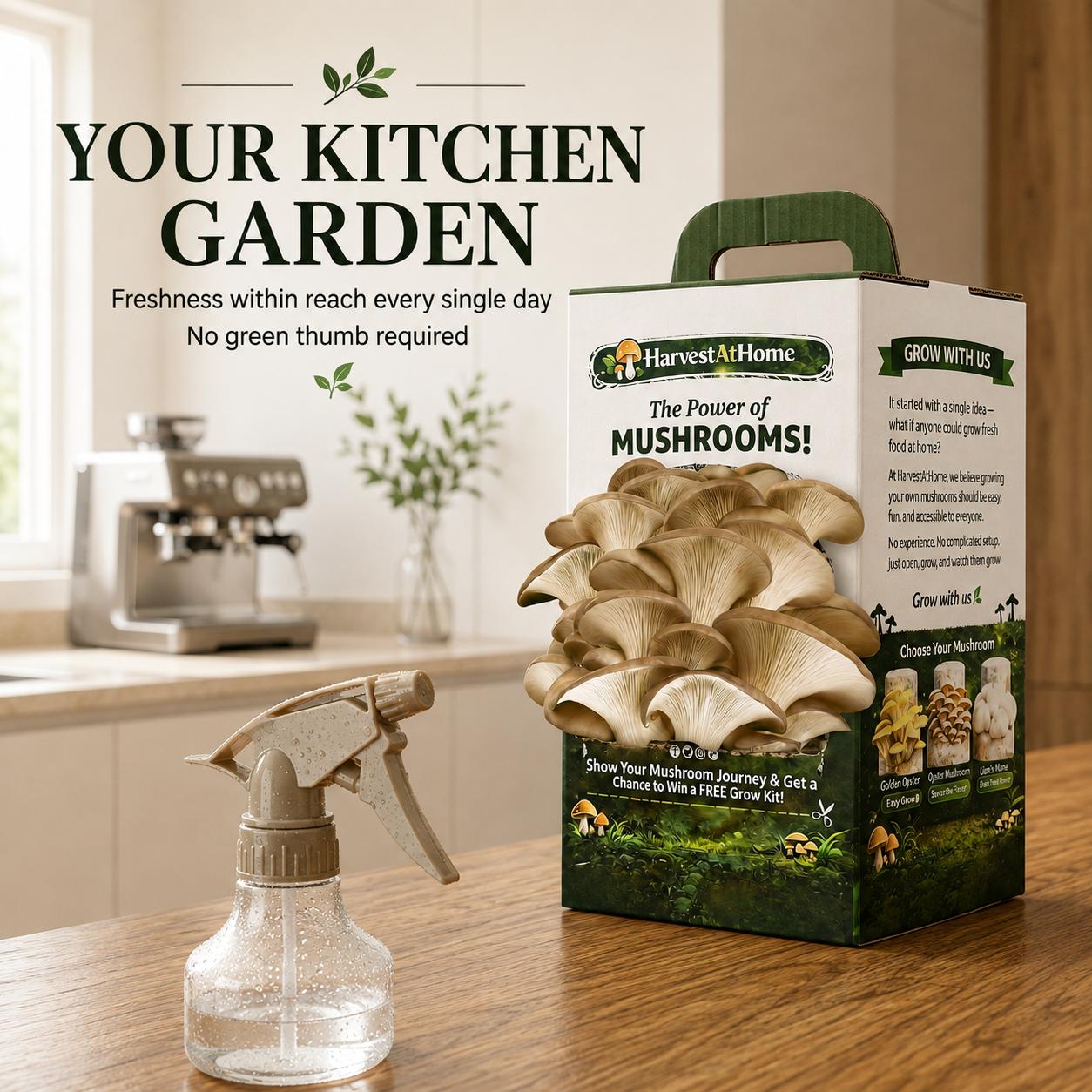 Organic Oyster Mushroom Grow Kit 3.5 lb | 1-7 Days Harvest | Easy to Grow Indoor | No Soil/Sun Required, Multiple Harvests | USDA Organic | Non-GMO | Made in USA | Perfect for Home Kitchen & Gardening EnthusiastsGift for Adults & Kids